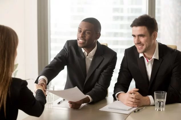 Recruitment team conducting an interview