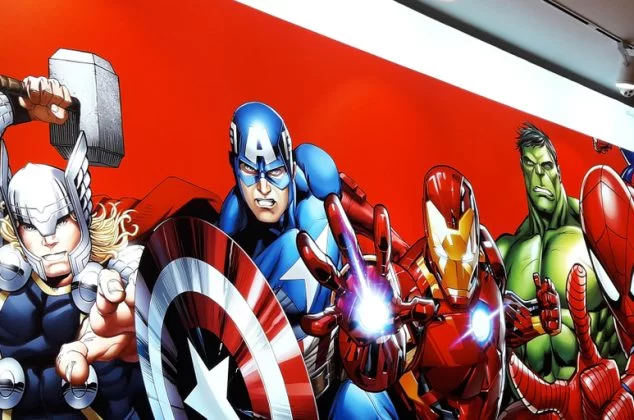 Mural featuring Marvel characters