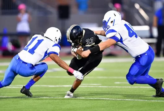 Players on the field during a football game