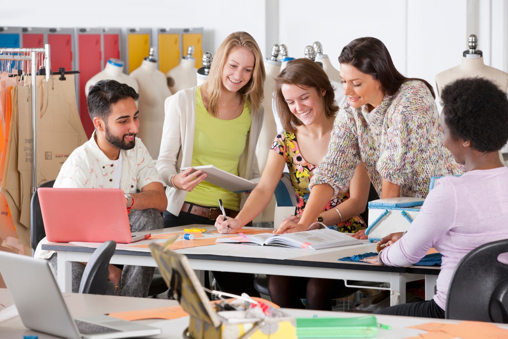 Fashion group meeting to work on a design project