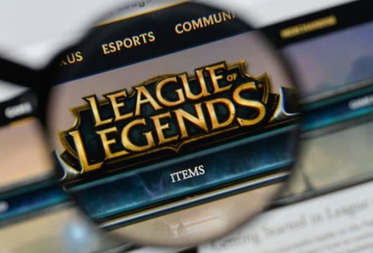 League of Legends logo shown on a computer screen