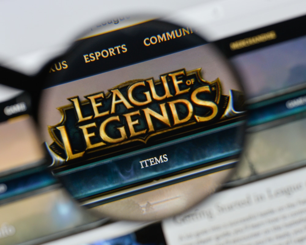 League of Legends logo shown on a computer screen