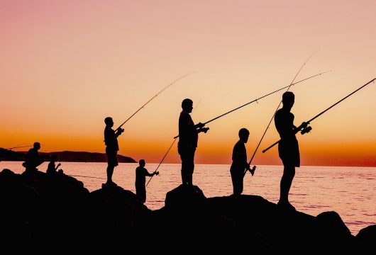 Fishing at sunset