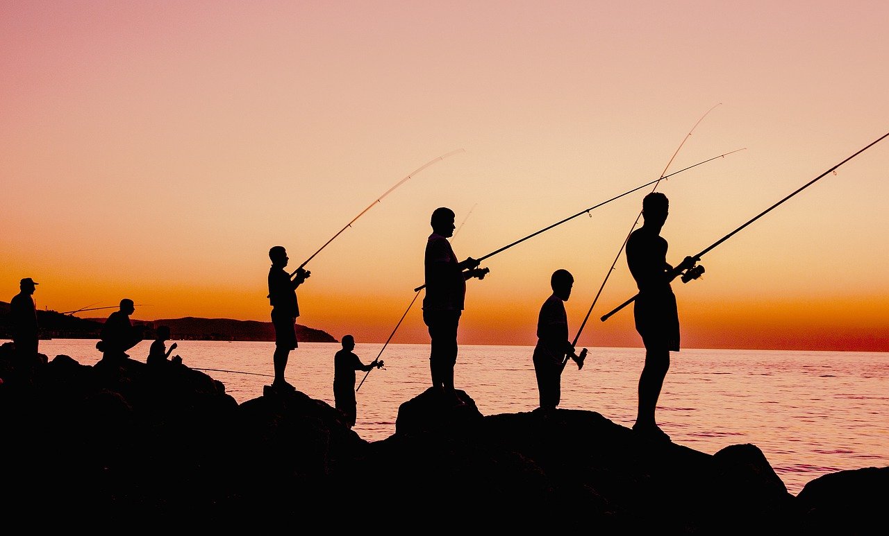 Fishing at sunset