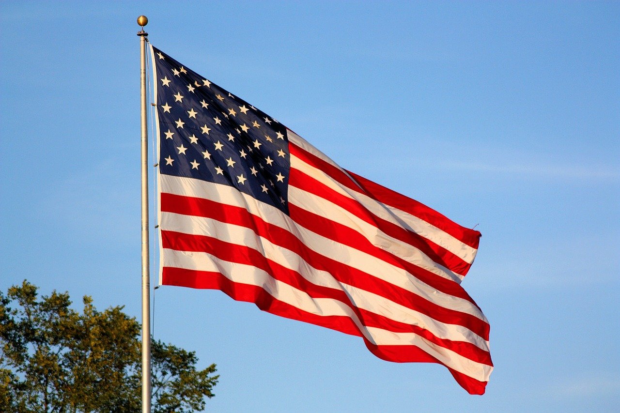 American flag waving in the wind