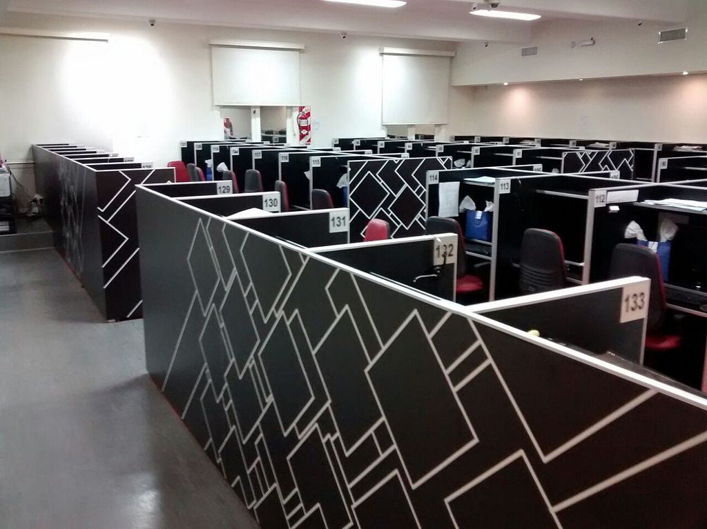 Cubicles inside of a call center