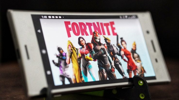 Fortnite shown on a mobile device
