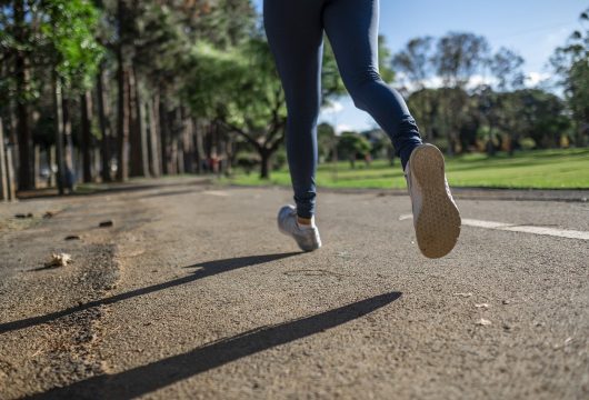 Woman running at a park