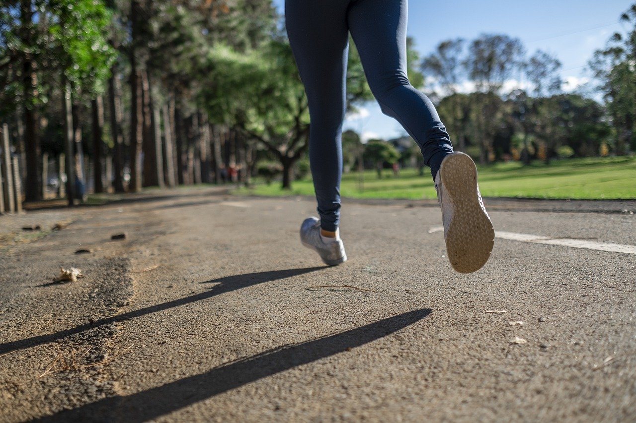 Woman running at a park