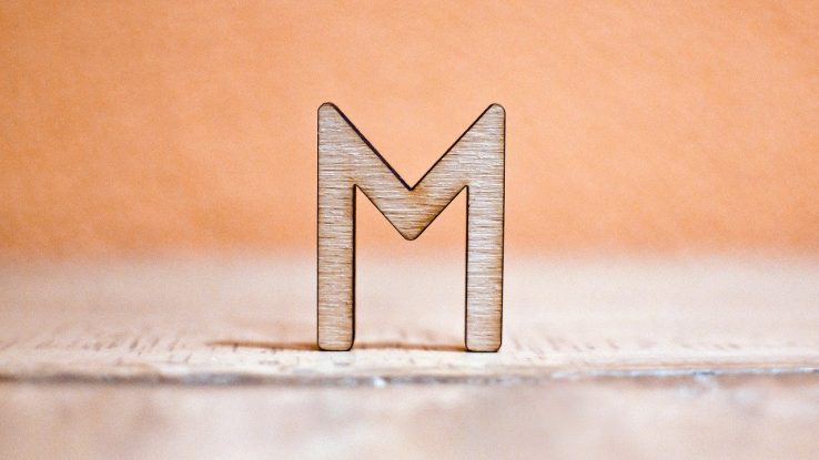 Letter "M" made from wood