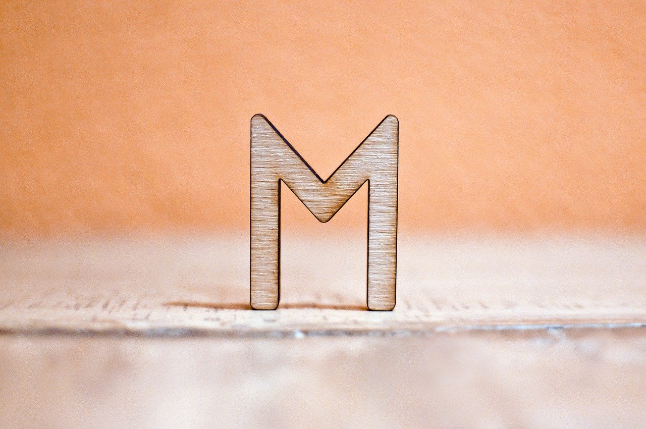 Letter "M" made from wood