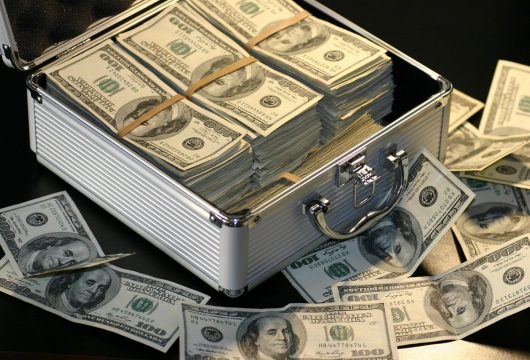 Metal case full of money