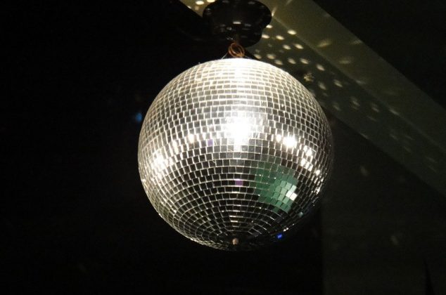 Disco ball hanging from the ceiling