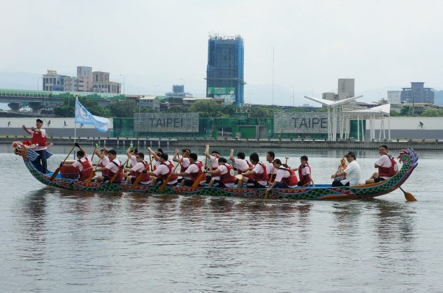 Dragon boat team on the water