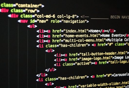HTML code on a screen