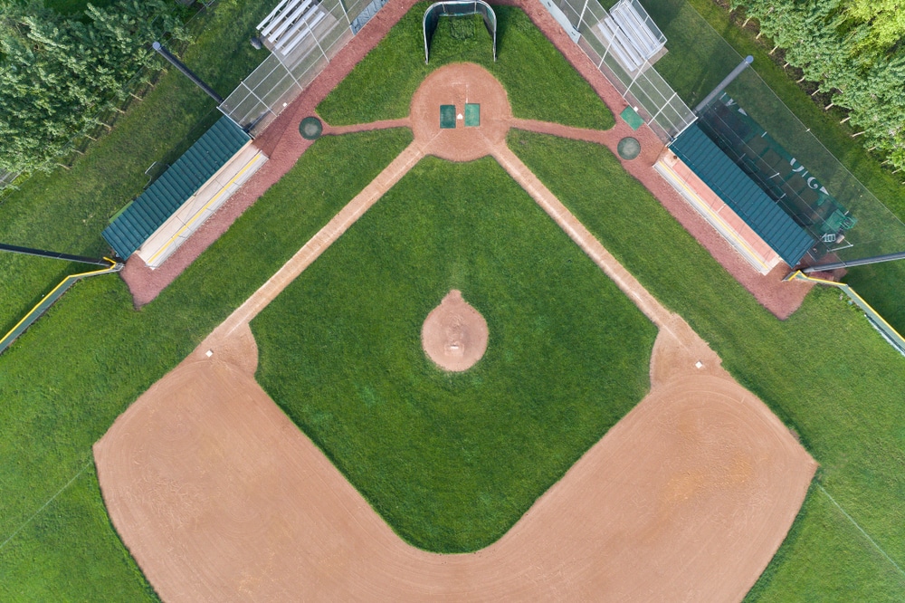 Aerial view of a baseball diamond