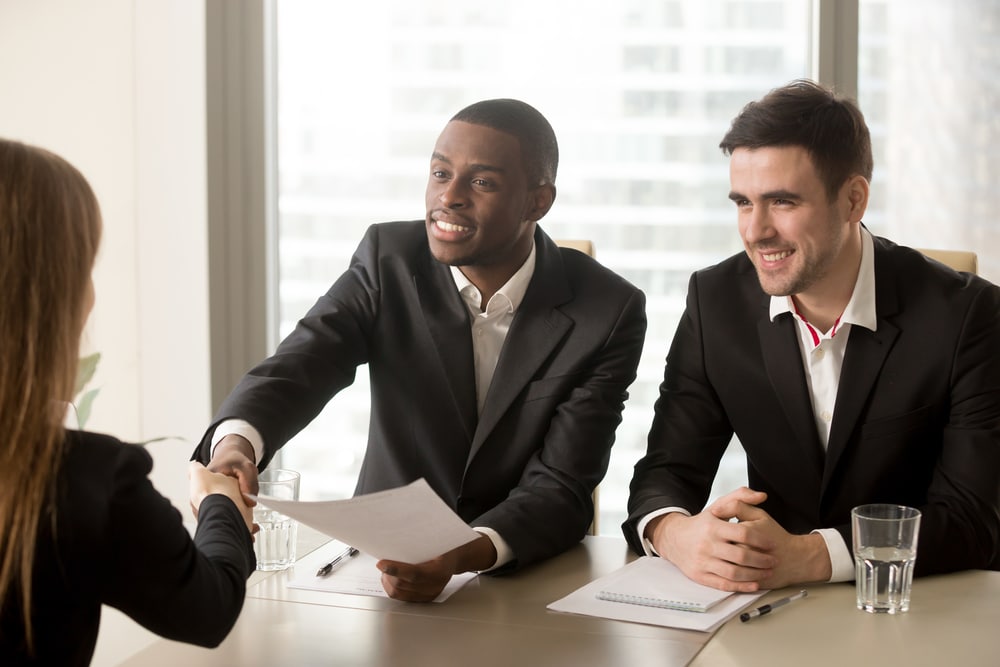 Recruitment team conducting an interview