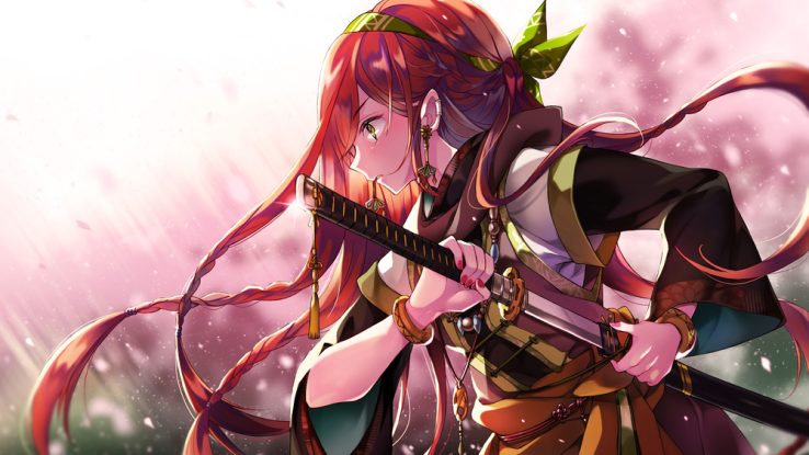 Anime-style illustration of a warrior woman