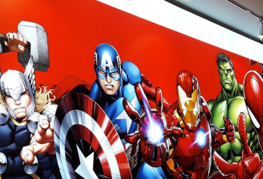 Mural featuring Marvel characters