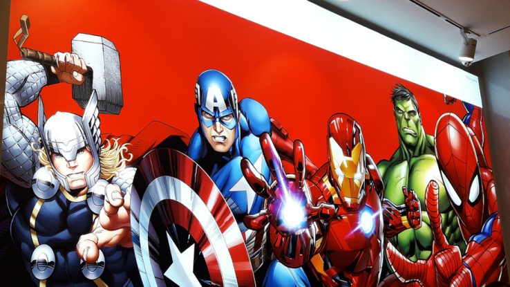 Mural featuring Marvel characters