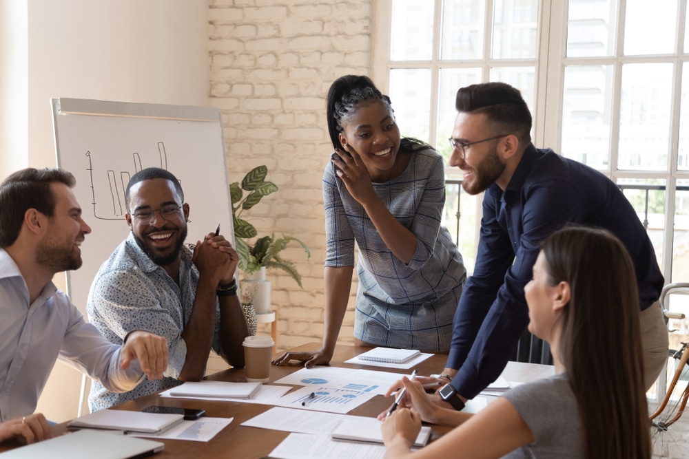 Fun committee having a meeting at the office